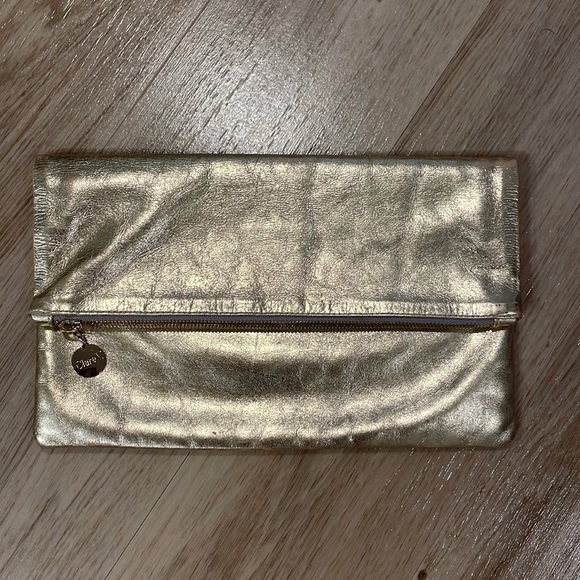 Clare V Gold Metallic Foldover Clutch Bags